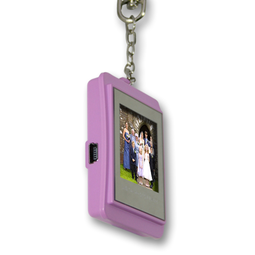 1.5 inch digital photo keychain frame: pink-side